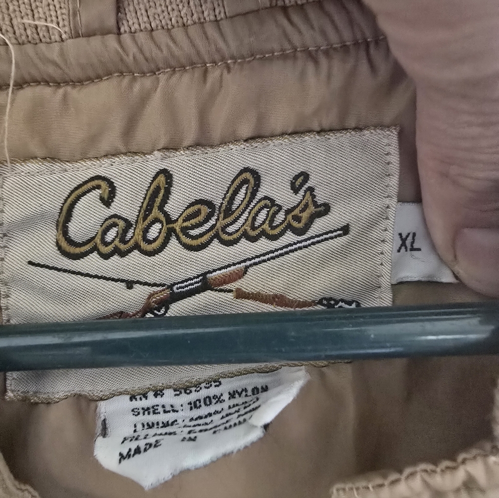 Vintage Cabela's Tan Goose Down Puffer Jacket Bomber XL - Picture 3 of 5
